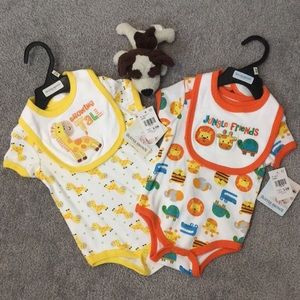 Short sleeve bodysuits with bibs NWT